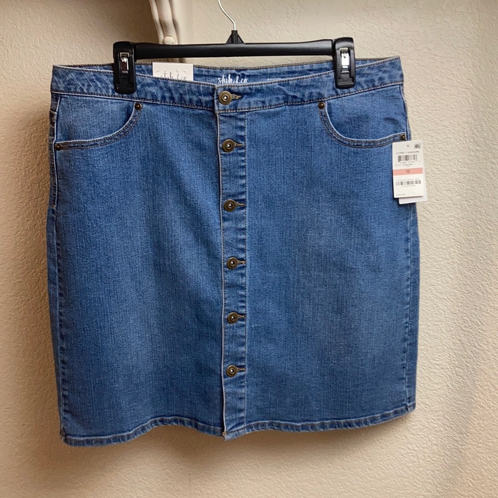 Style & Co. Womens  Size 12 Button-Down Denim Skirt
